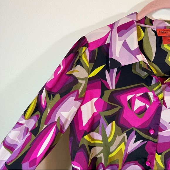 ✨ Missoni for Target Multicolor Abstract Blouse Retro Button Down Collared M - Picture 7 of 12